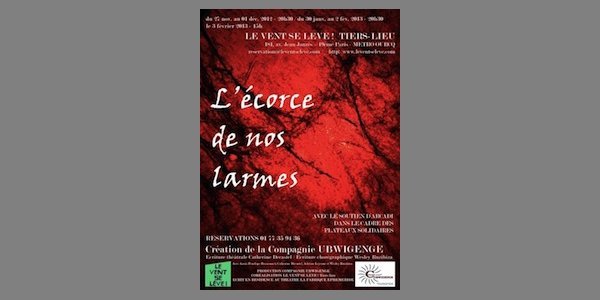 Image:Théatre : L'écorce de nos larmes de Catherine Decastel & Wesley Ruzibiza